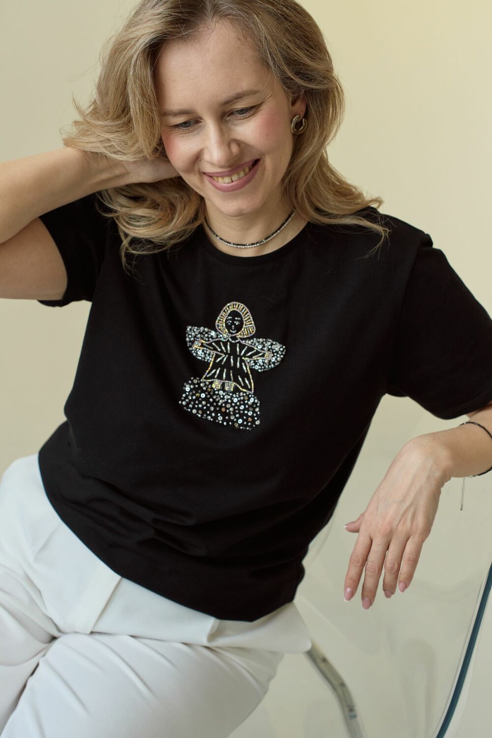 Футболка с кутюрным ангелом