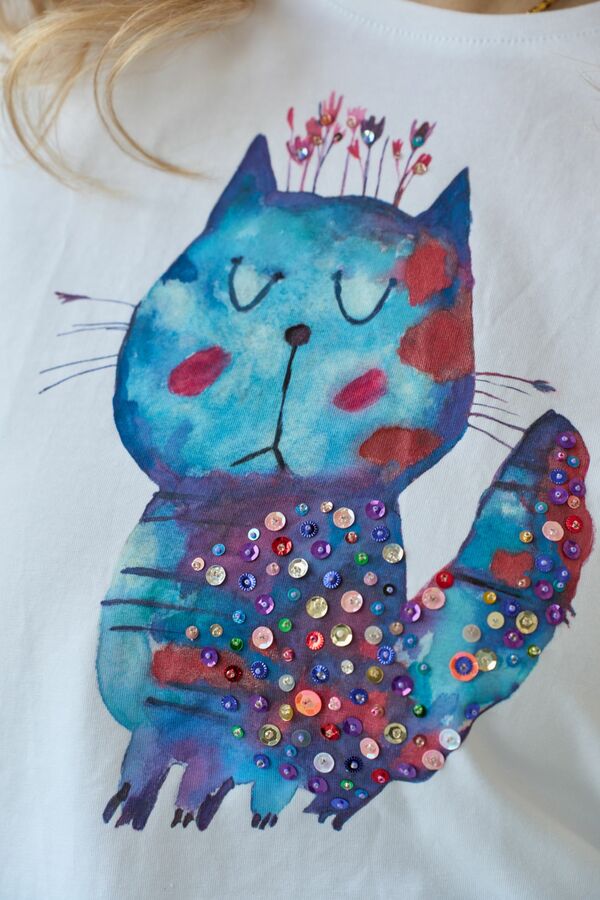 Футболка фиолетовый кот