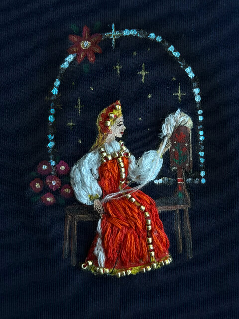 Футболка "Пряла девица у окна"