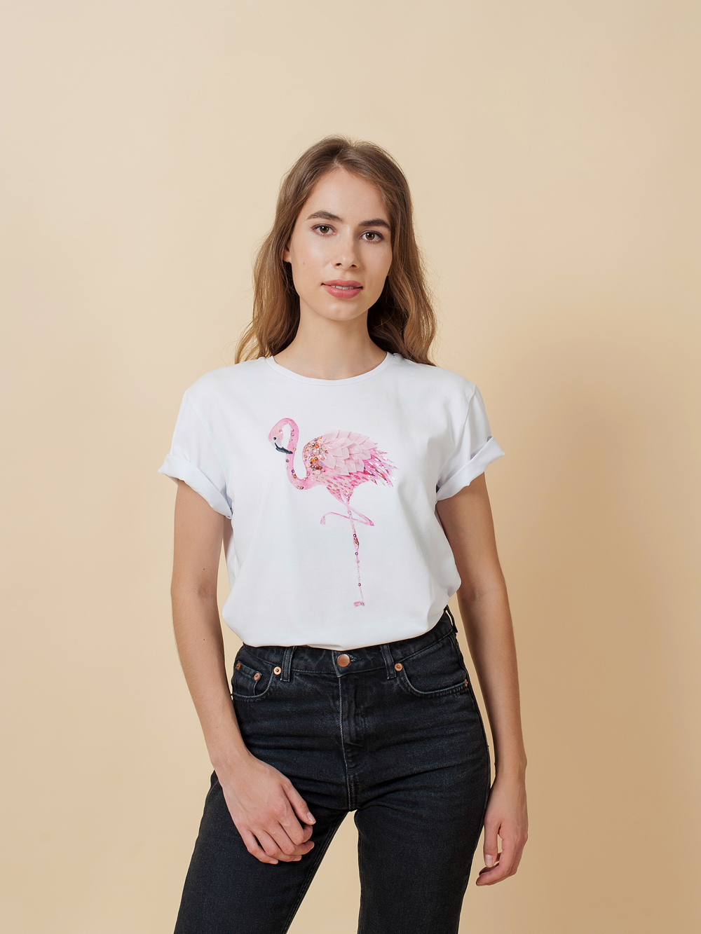 Футболка фламинго