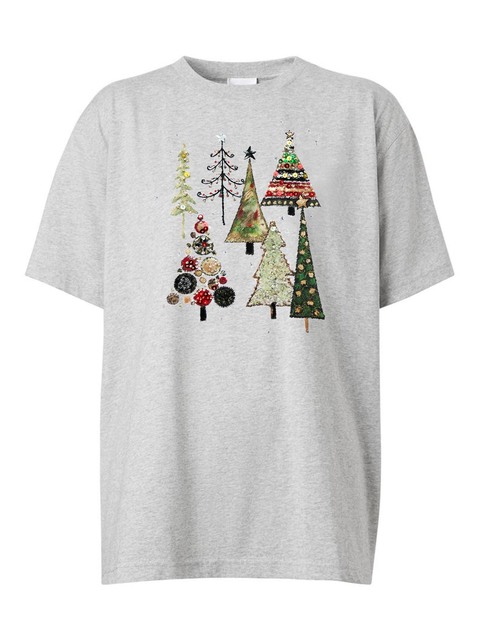 Футболка новогодние елки на пепельном